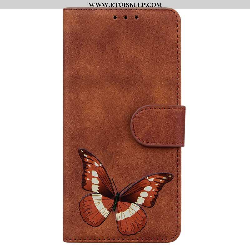 Etui Folio do Xiaomi Redmi Note 10 Pro Motyl Dotykający Skóry